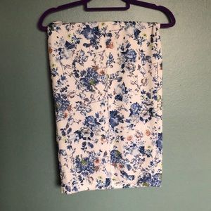 Off white floral pencil skirt